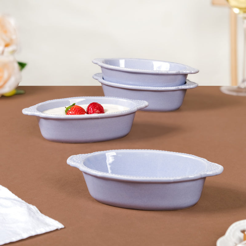 Lavender Oval Ceramic Bowl Set Of 4 200ml