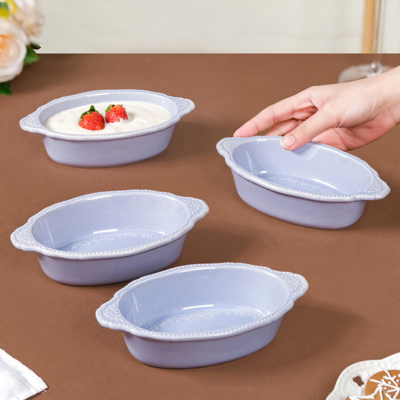 Lavender Oval Ceramic Bowl Set Of 4 200ml