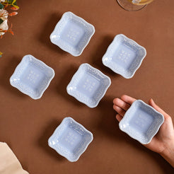 Small Square Dessert Plate Set Of 6 Lavender 3" x 3" - Small plates, mini plates,dipping sauce bowls, dip bowls, condiment bowls, ceramic dip bowl