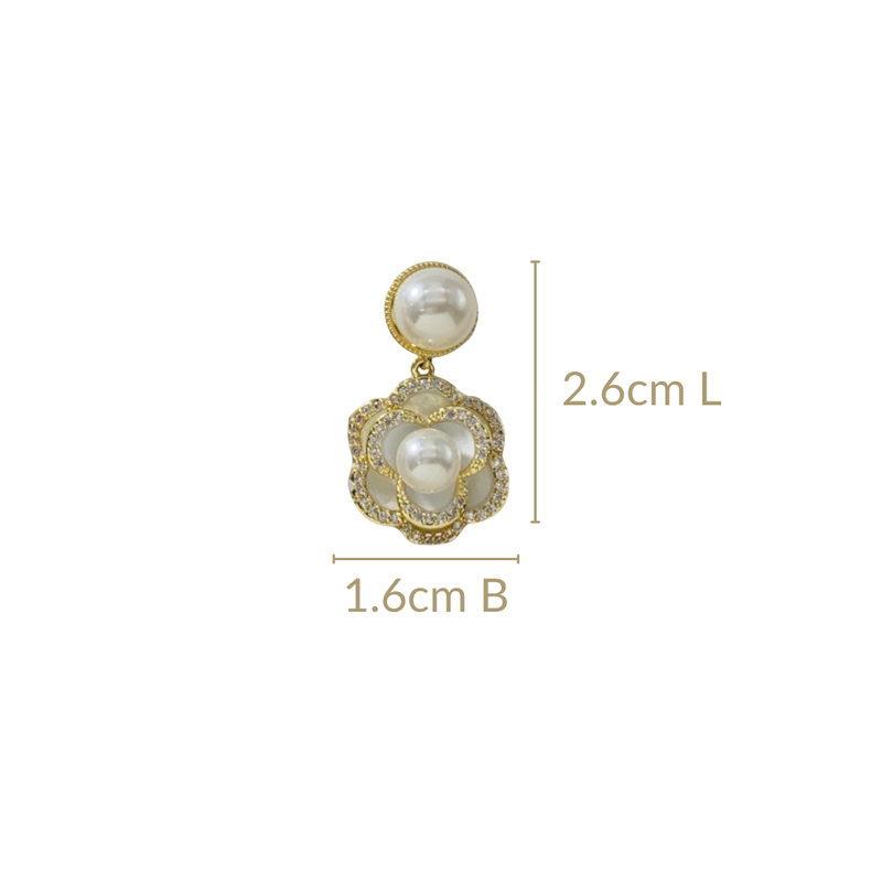 Layered Floral Pearl Earrings