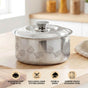 Floral Etched Stainless Steel Casserole With Lid 1500ml