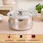 Floral Etched Stainless Steel Casserole With Lid 1500ml