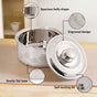 Floral Etched Stainless Steel Casserole With Lid 1500ml