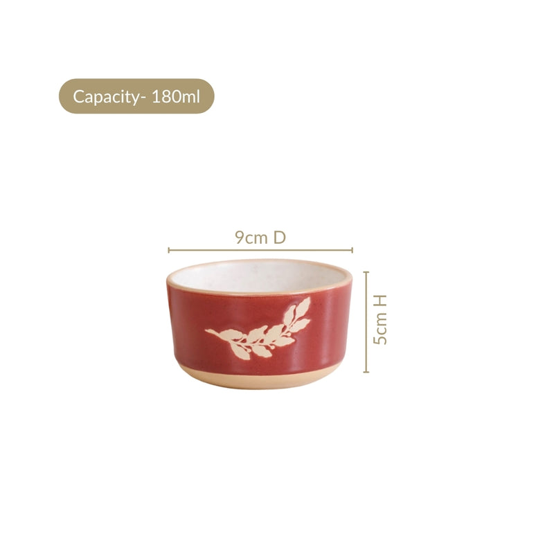 Leaf Design Ceramic Snack Bowl Set Of 4 180ml