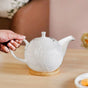 Leaf Embossed Ceramic Tea Pot With Stand 900ml