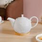 Leaf Embossed Ceramic Tea Pot With Stand 900ml