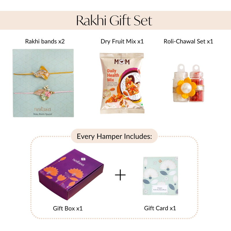 Leaf Embossed Rakhi For Brother Set Of 2