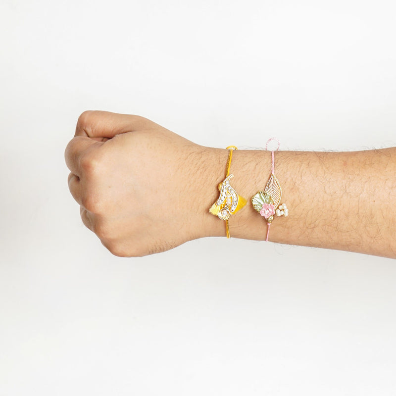Leaf Embossed Rakhi For Brother Set Of 2