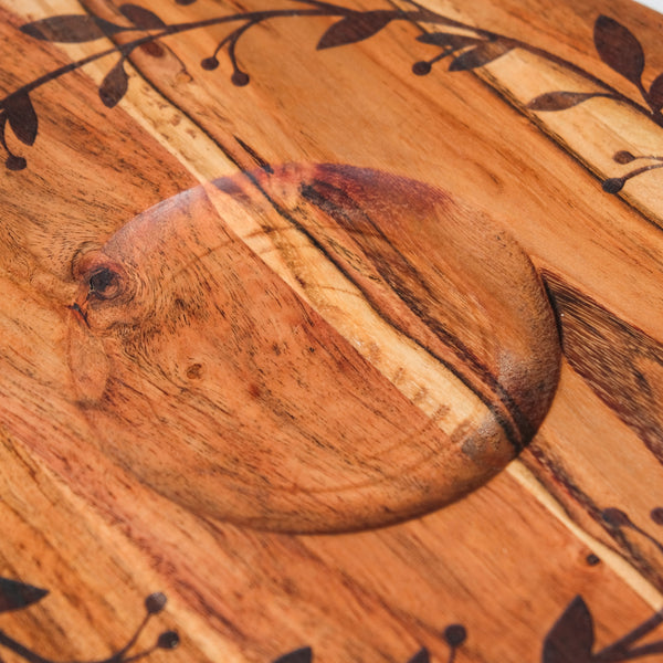 Chips And Dip Fusion Wooden Serving Platter With Steel Bowl 30cm