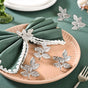 Leaf Pure Brass Napkin Ring With Silver Polish Set Of 6