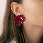 Leaf Textured Maroon Earrings