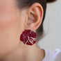 Leaf Textured Maroon Earrings