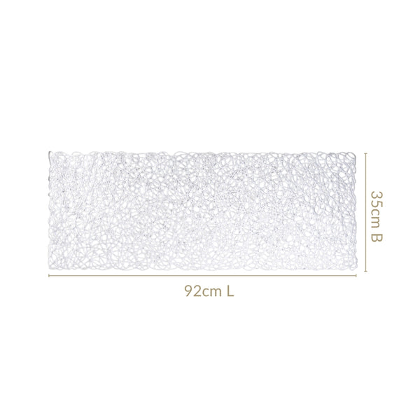 Modern Laser Cut Style Silver Table Runner Silver 92x35cm