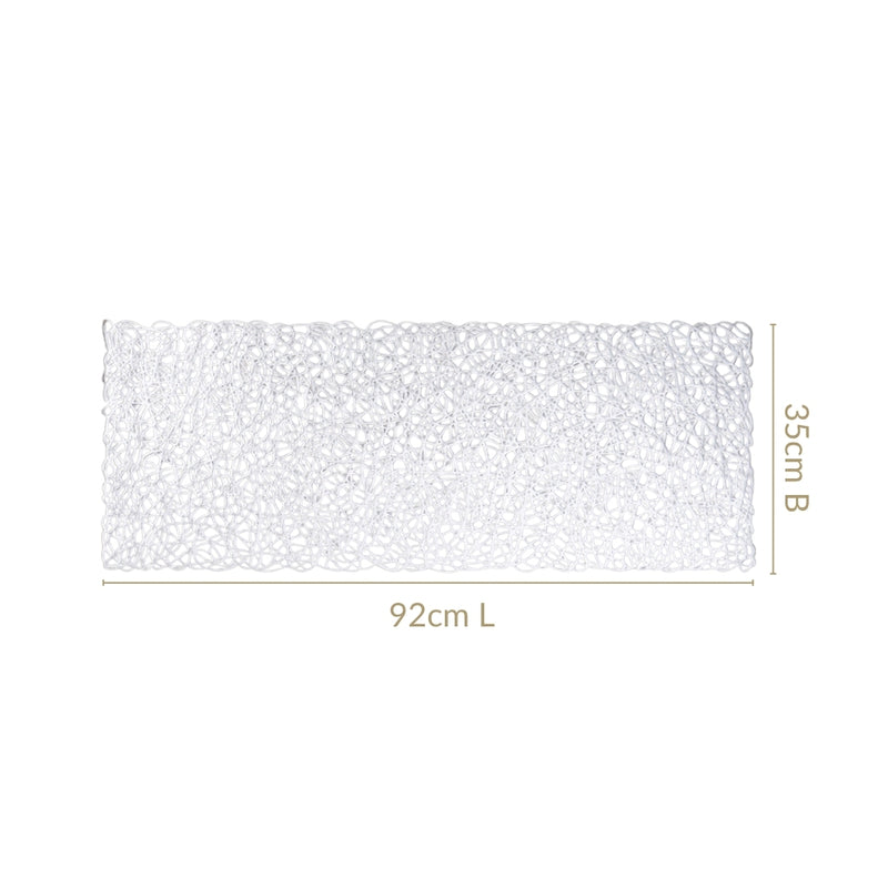 Modern Laser Cut Style Silver Table Runner Silver 92x35cm