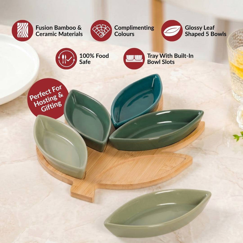 Green Leaf Platter Set Of 6