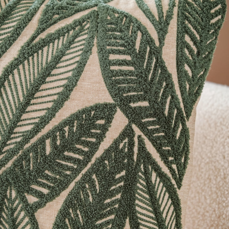 Leafy Tufted Pillow Cover 15x15 Inch