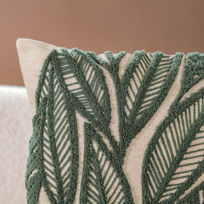 Leafy Tufted Pillow Cover 15x15 Inch