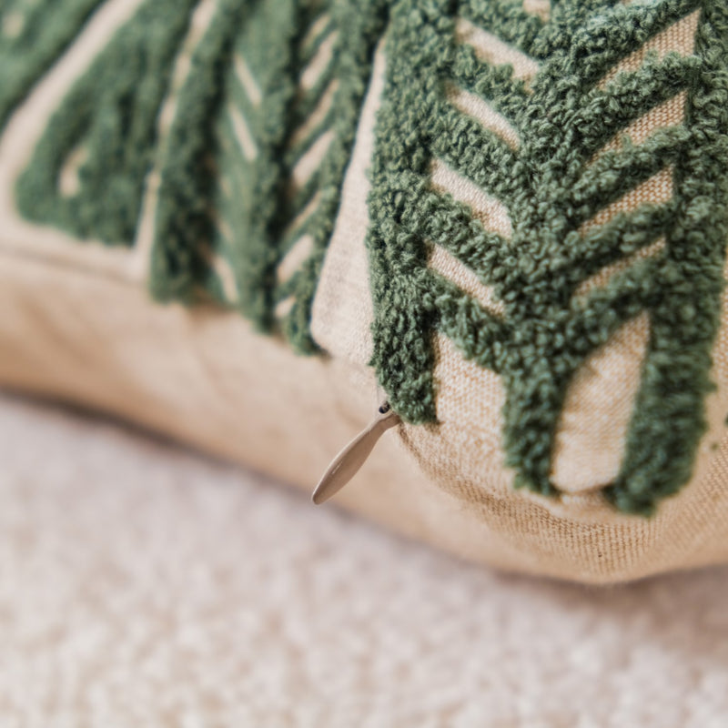 Leafy Tufted Pillow Cover 15x15 Inch