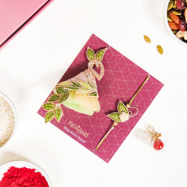 Leafy Artisanal Rakhi Lumba Hamper Set Of 4 With Box And Card