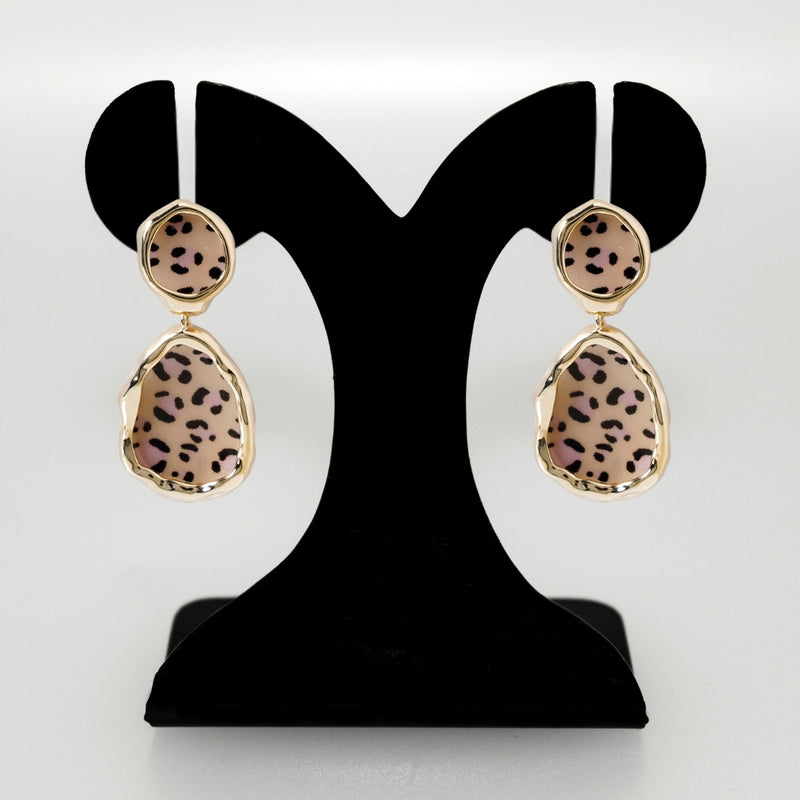 Leopard Print Dangler Earrings