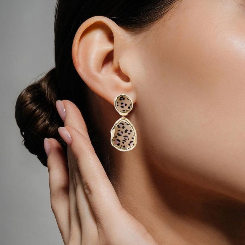 Leopard Print Dangler Earrings