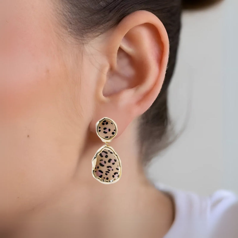 Leopard Print Dangler Earrings
