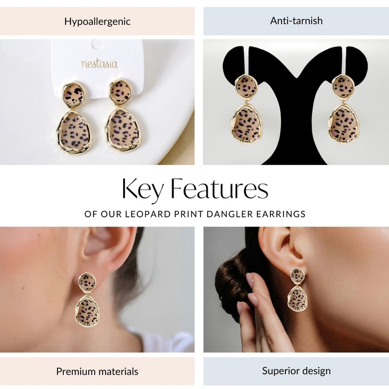 Leopard Print Dangler Earrings
