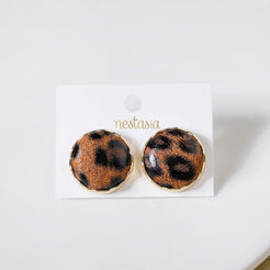 Leopard Print Studs Gold