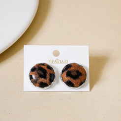 Leopard Print Studs Silver