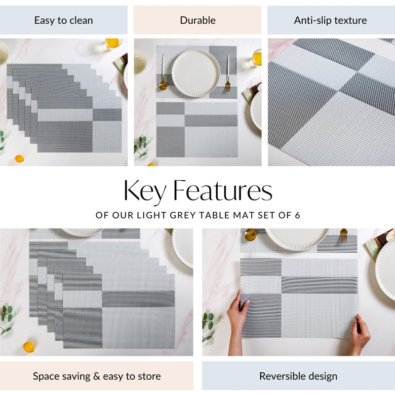 Light Grey Table Mat Set Of 6