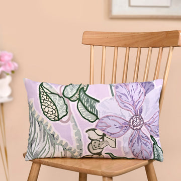Lilac Bloom Embroidered Cushion Cover 50x30cm
