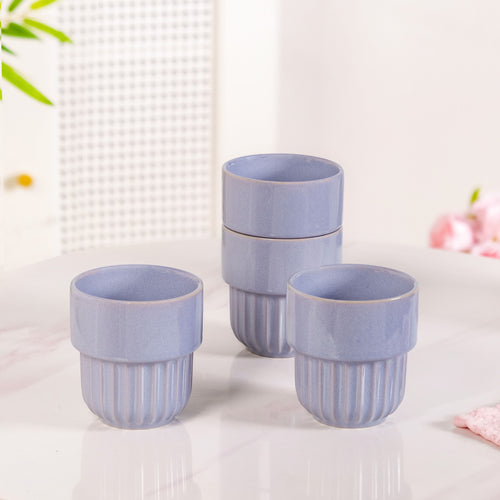 Lilac Grey Premium Stackable Ceramic Cup Set Of 4 280ml