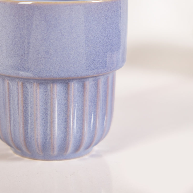 Lilac Grey Premium Stackable Ceramic Cup Set Of 4 280ml