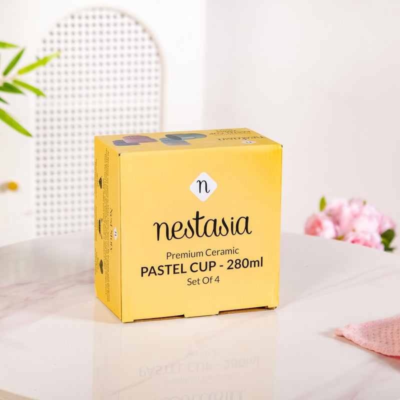 Lilac Grey Premium Stackable Ceramic Cup Set Of 4 280ml