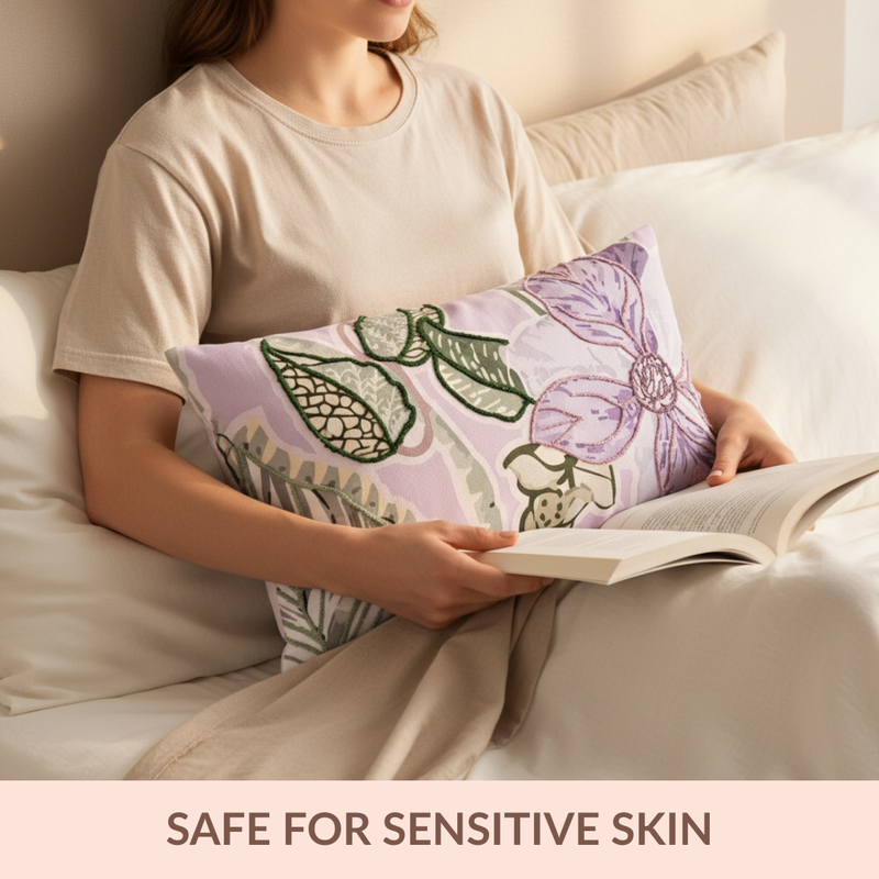 Lilac Bloom Embroidered Cushion Cover 50x30cm
