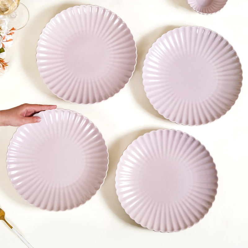 Ceramic Dinner Plates Lilac Scallop Set Of 4 10 Inch - Dinner plates, dinner plate set, ceramic dinner plates, dinner plates set of 4