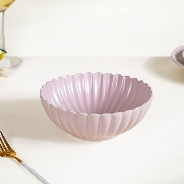 Set Of 2 Large Lilac Scallop Serving Bowls 1000ml