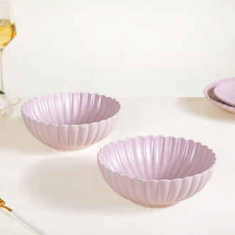 Set Of 2 Large Lilac Scallop Serving Bowls 1000ml - Serving bowls, ceramic serving bowls, serving bowls set, large serving bowls, ceramic bowls