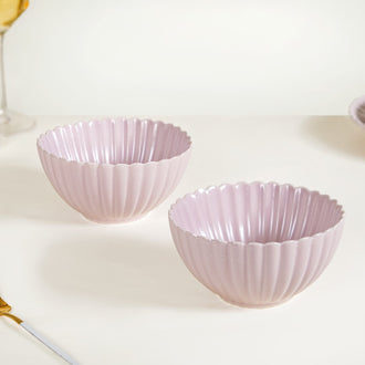 Lilac Scallop Serving Bowls Set Of 2 Small 800ml - Serving bowls, ceramic serving bowls, serving bowls set, snack bowls, icecream bowls, ceramic bowls