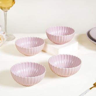 Lilac Scallop Side Bowls Set Of 4 250ml - Serving bowls, ceramic serving bowls, serving bowls set, snack bowls, icecream bowls, ceramic bowls