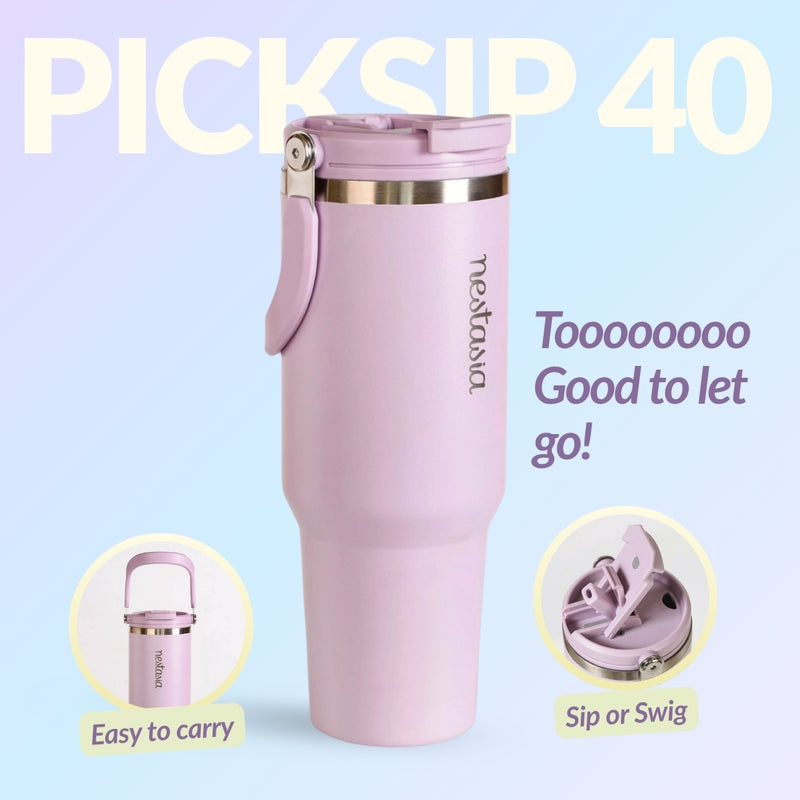 PickSip 40 Insulated Tumbler Bottle With Top Handle Lilac Haze 1200ml