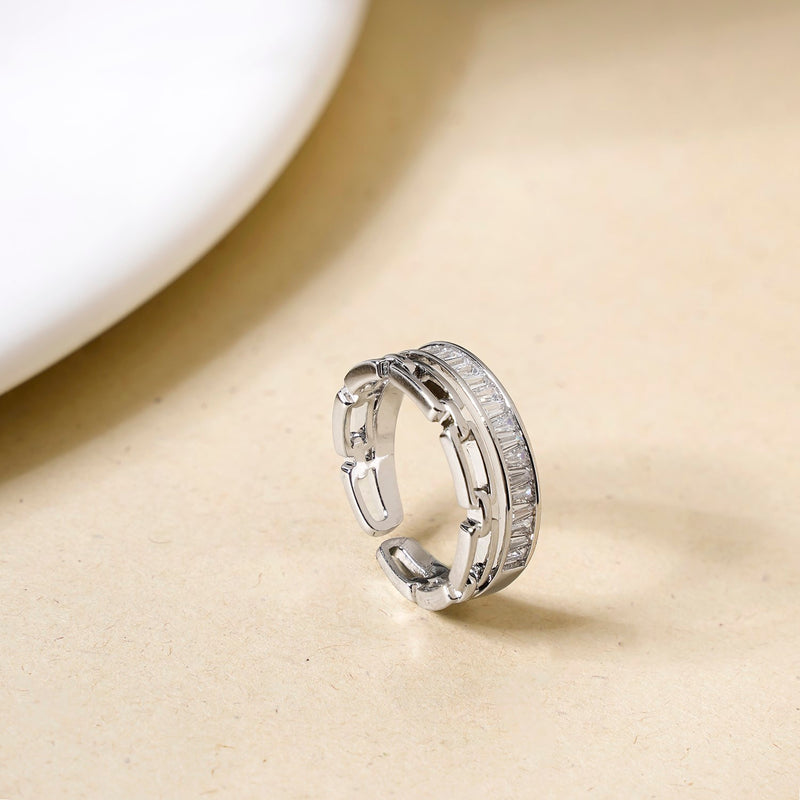 Linked With Love Duo Band Silver Ring