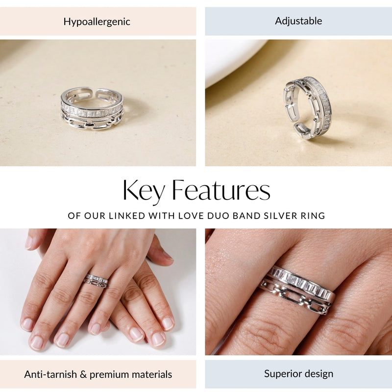Linked With Love Duo Band Silver Ring