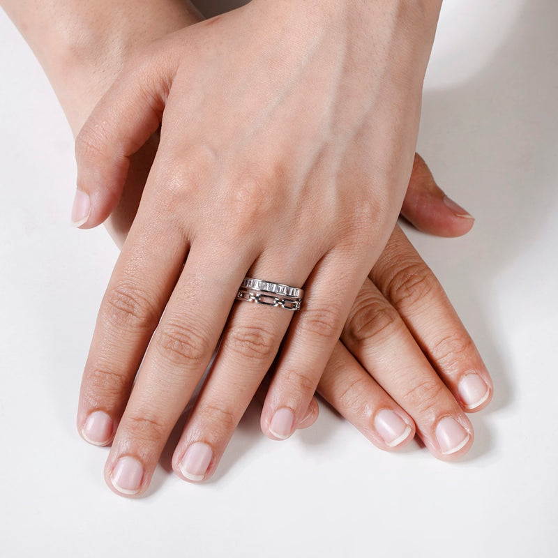 Linked With Love Duo Band Silver Ring