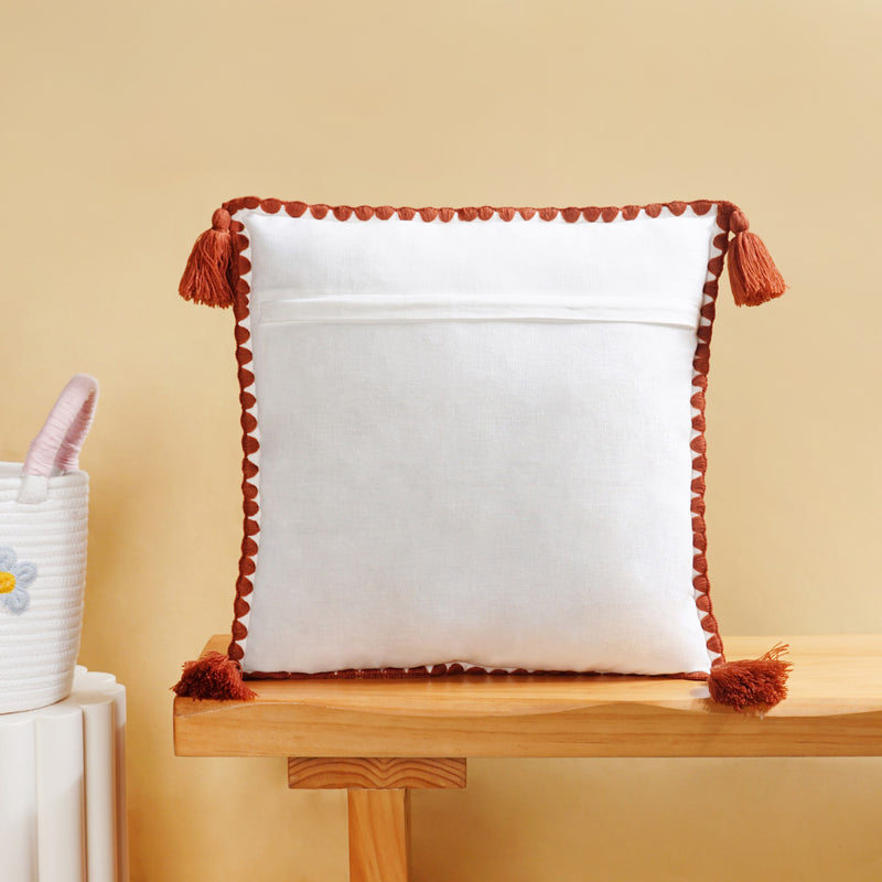 Lion Embroidered Cotton Kids Cushion Cover 42x42cm