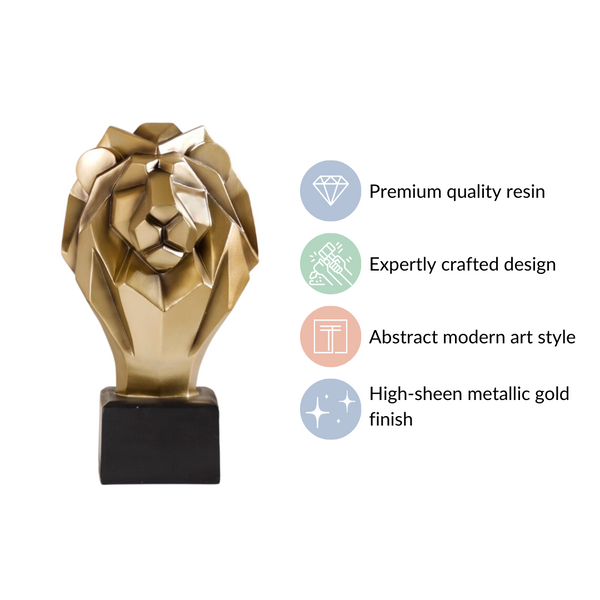 Gold Lion Head Bust Statue