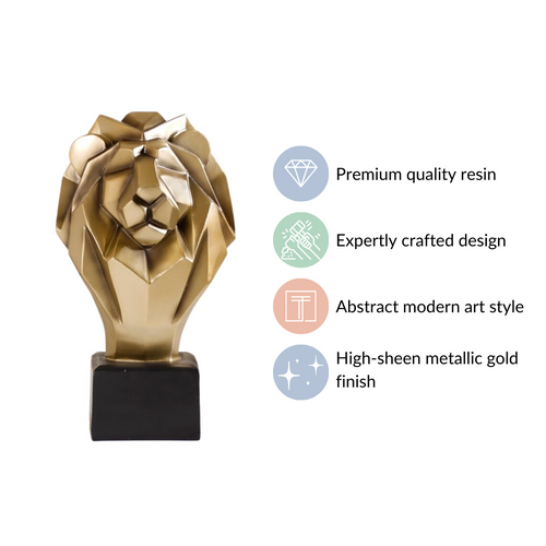 Abstract Gold Lion Statue Sculpture