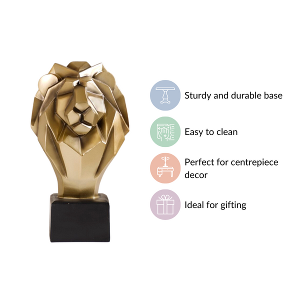 Gold Lion Head Bust Statue