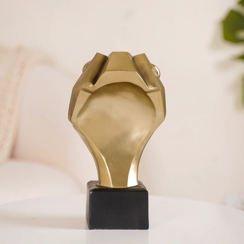 Gold Lion Head Bust Statue - Gold Lion Sculpture, Abstract Lion Statue, Modern Gold Lion Figurine, Abstract Lion Decor