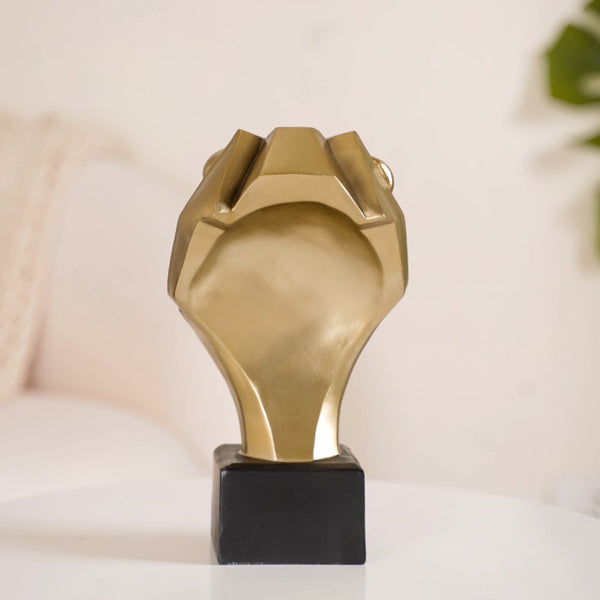 Abstract Gold Lion Statue Sculpture